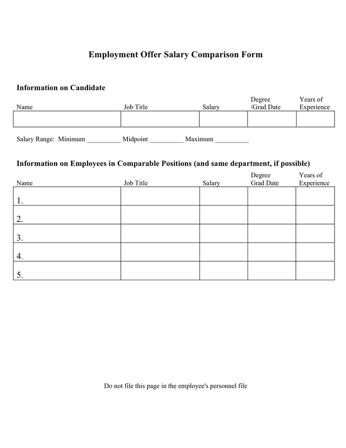 Employment Offer Worksheet Sample in Word and Pdf formats - page 2 of 2