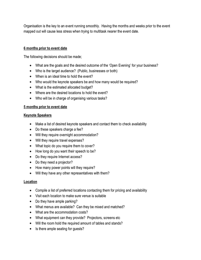 Event Planning in Word and Pdf formats - page 5 of 9