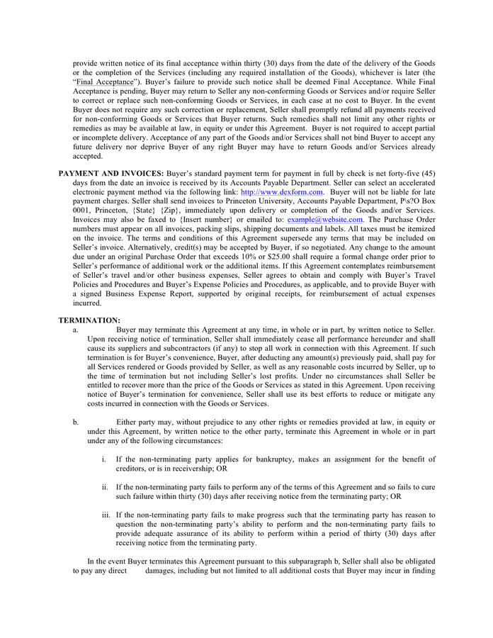 University request for proposal template in Word and Pdf formats - page