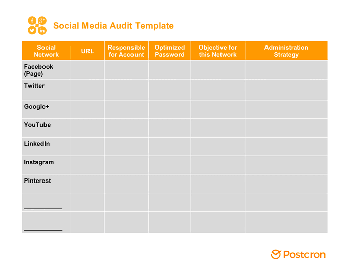 Social Media Audit Template In Word And Pdf Formats