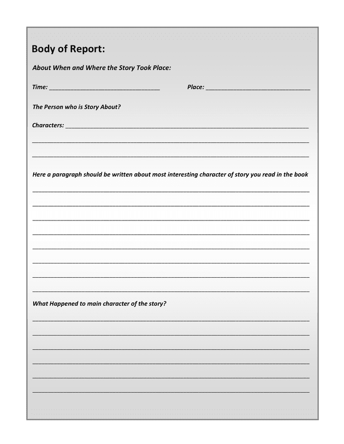 Book report template in Word and Pdf formats page 2 of 3