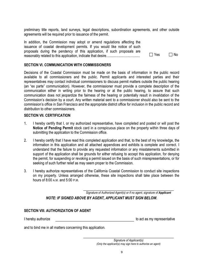 Application For Coastal Development Permit (California) In Word And Pdf ...