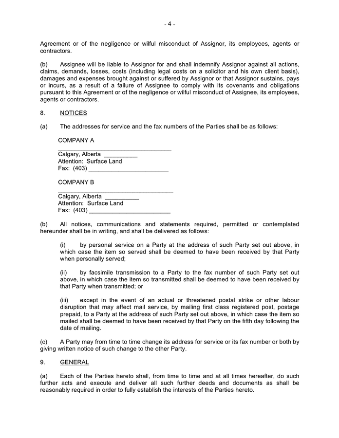 Shared right of way agreement template (Canada) in Word and Pdf formats