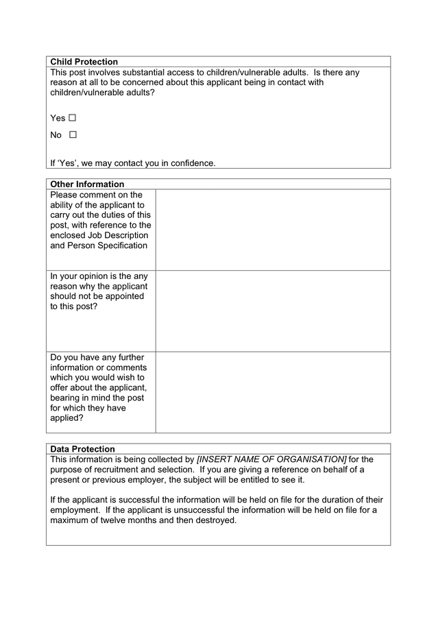 Reference request form in Word and Pdf formats - page 2 of 3