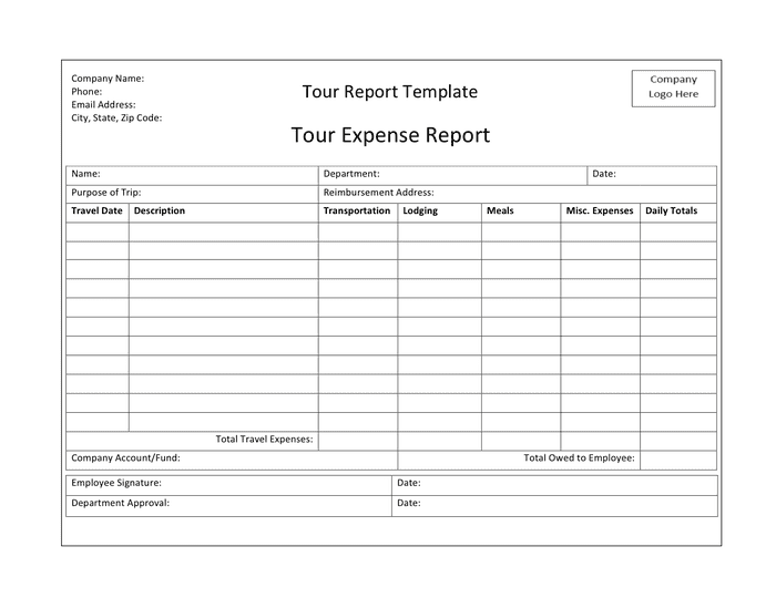 Tour Report Template In Word And Pdf Formats