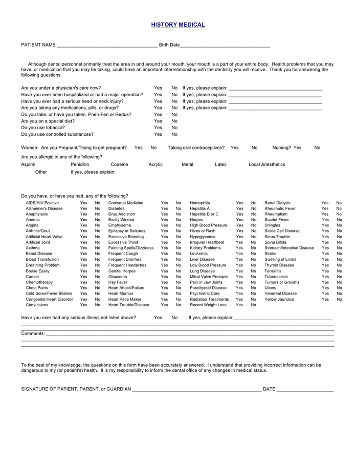 medical-history-form-in-word-and-pdf-formats