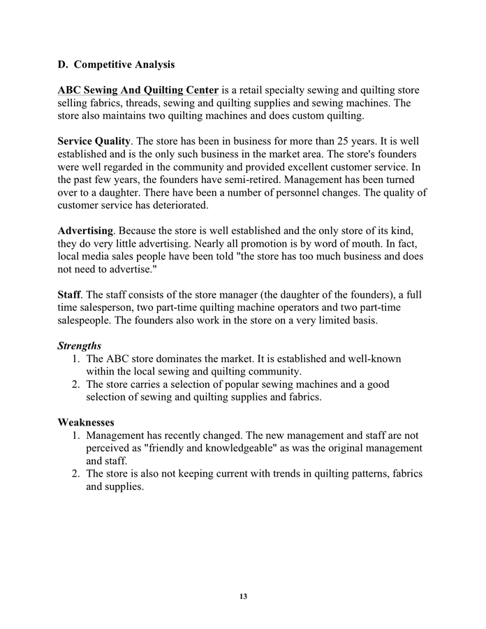 Sample business plan template in Word and Pdf formats - page 13 of 23