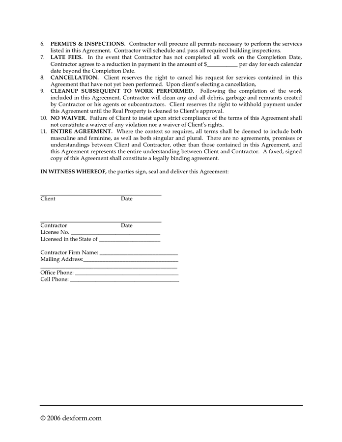 Independent Contractor Agreement In Word And Pdf Formats Page 2 Of 2