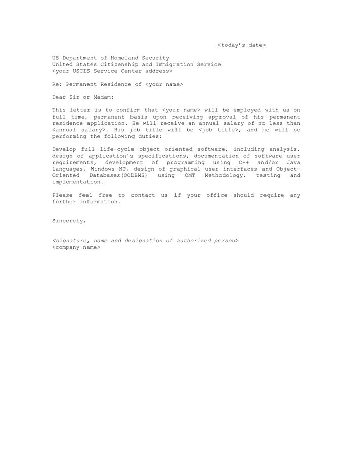 cover letter for green card application