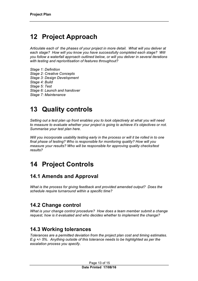 Project Plan Template In Word And Pdf Formats Page 13 Of 15