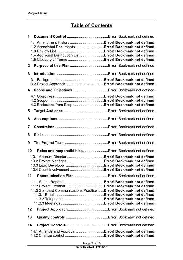 Project plan template in word and pdf formats page 2 of 15