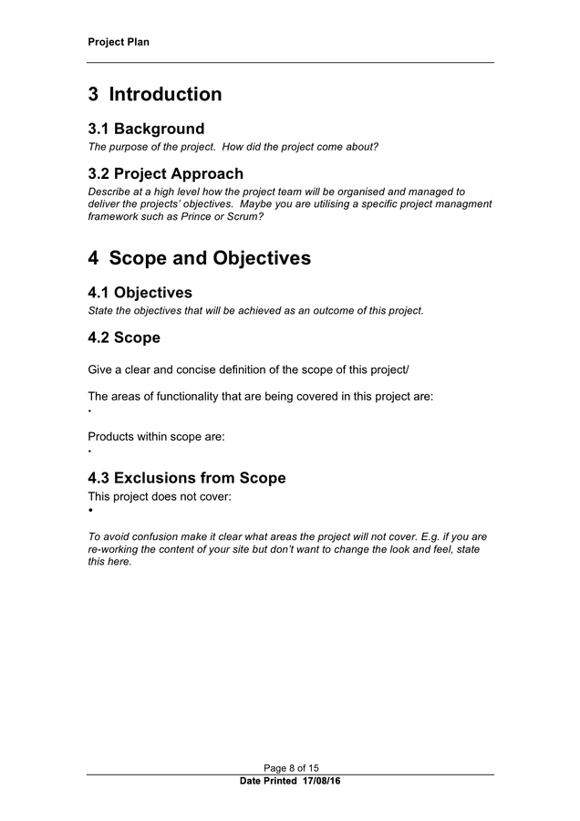 Project plan template in Word and Pdf formats - page 8 of 15