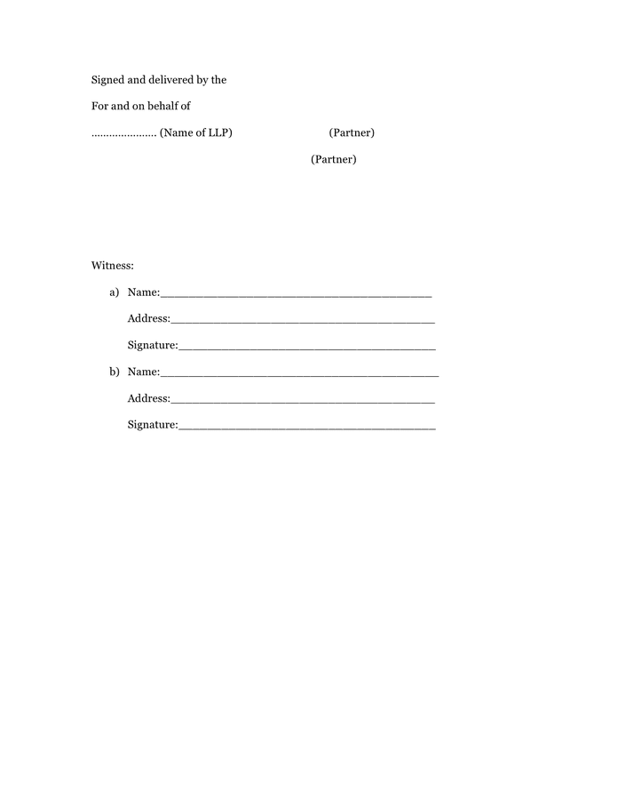 LLP agreement form in Word and Pdf formats  page 7 of 8