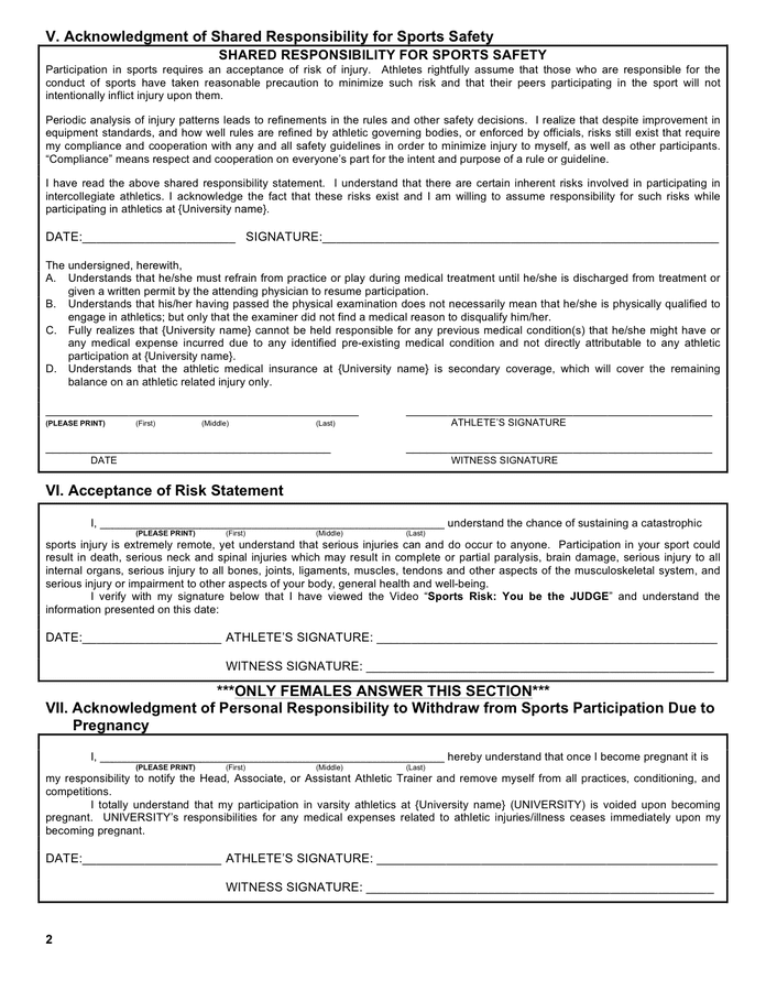 University medical release forms in Word and Pdf formats - page 2 of 2