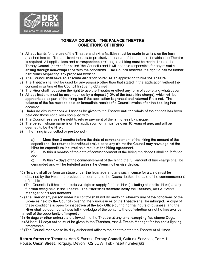 Theatre booking form in Word and Pdf formats page 10 of 14