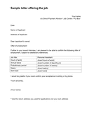 Sample letter offering the job page 1 preview