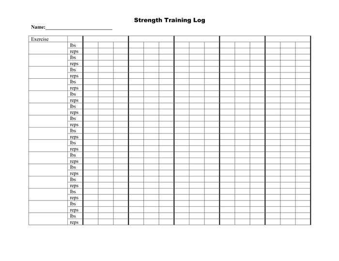 Strength Training Log In Word And Pdf Formats