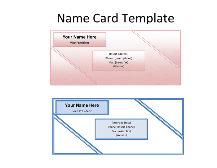 Name card template page 1