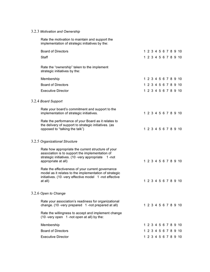 Strategic management questionnaire template in Word and Pdf formats page 4 of 6
