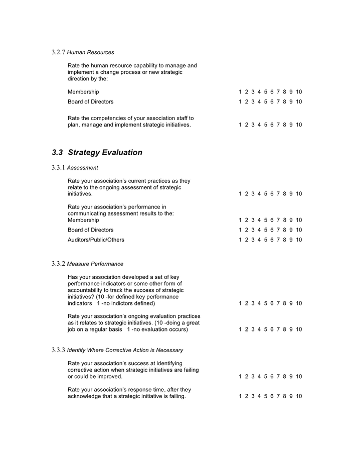 Strategic management questionnaire template in Word and Pdf formats page 5 of 6