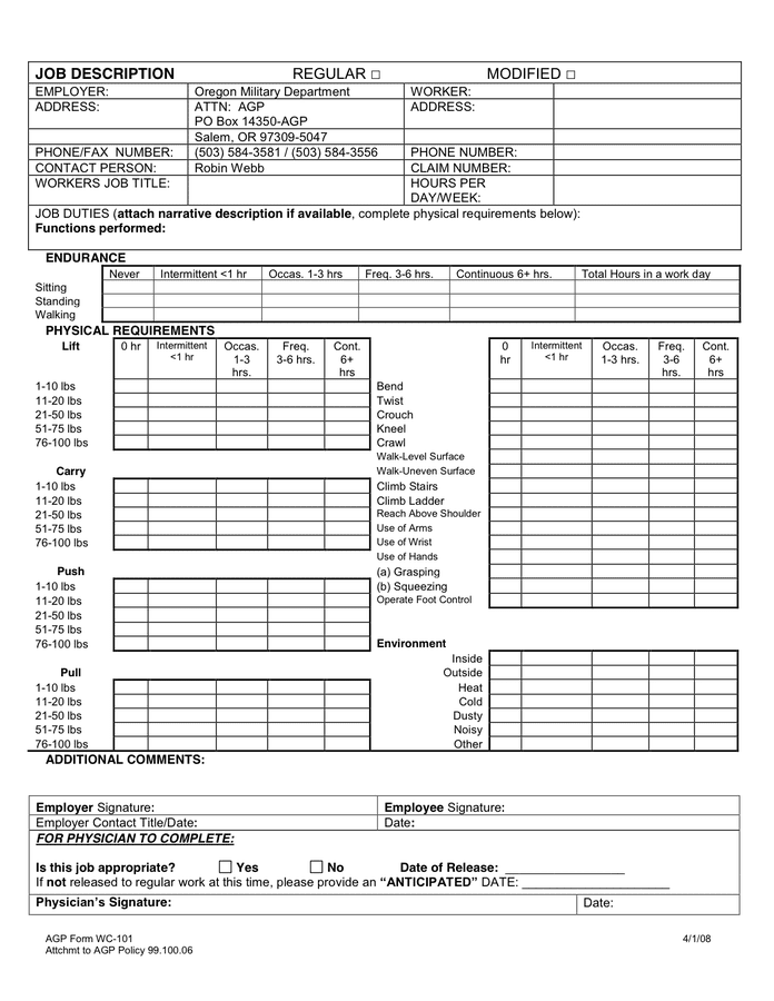 Job Description Template download free documents for PDF, Word and Excel