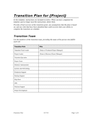 Project transition plan template page 1 preview