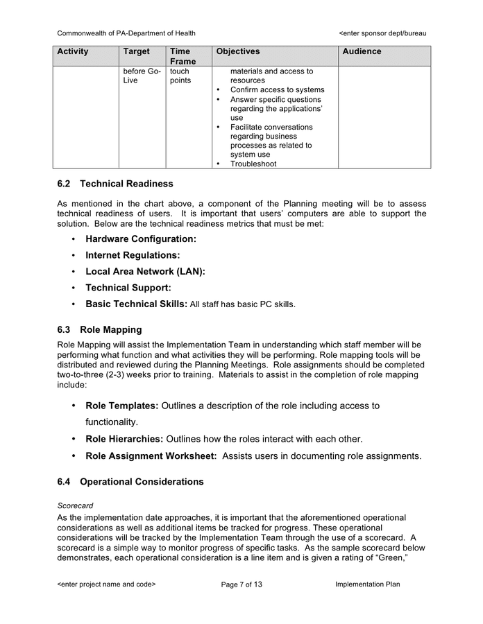 Project implementation plan template in Word and Pdf formats page 10