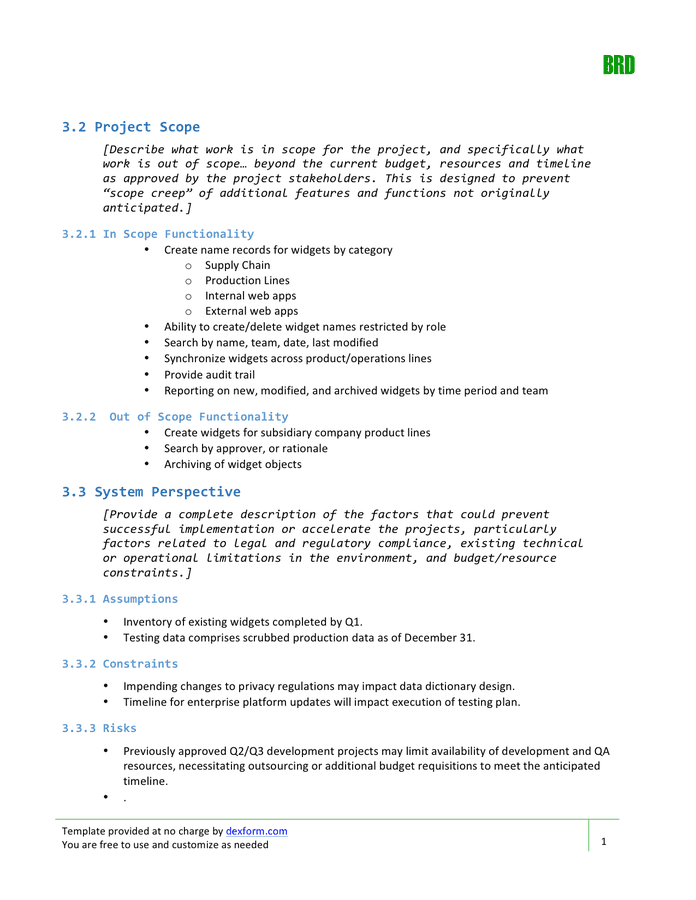 Business Requirements Document Template Pdf