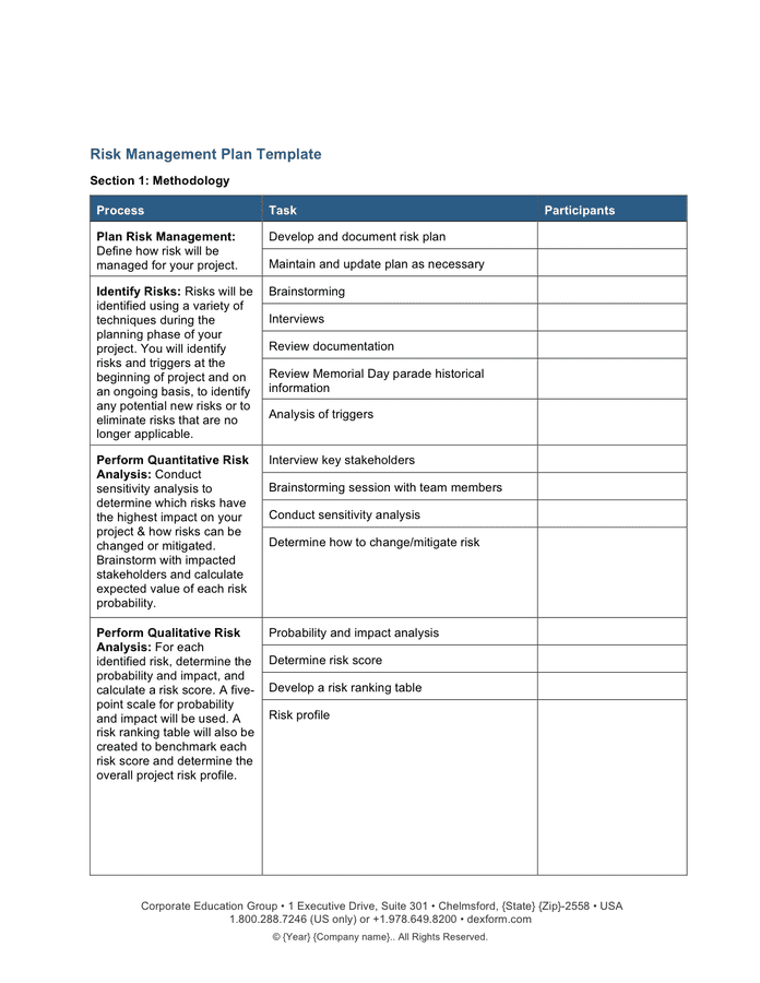 Risk Management Plan Template In Word And Pdf Formats