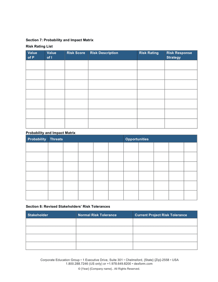 Risk management plan template in Word and Pdf formats - page 5 of 6