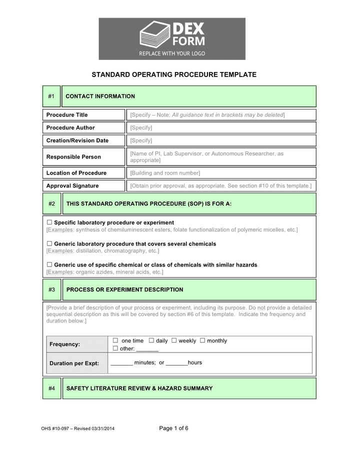 Operating Procedure Template