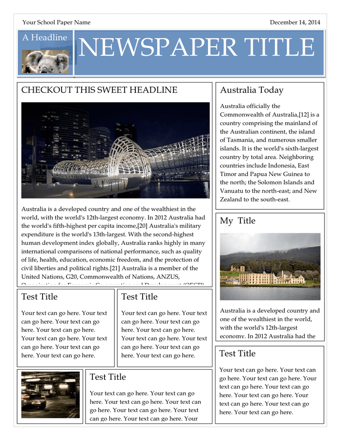 Newspaper Template In Word And Pdf Formats