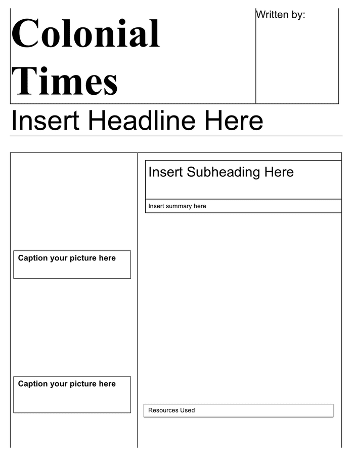 Black and white newspaper template in Word and Pdf formats