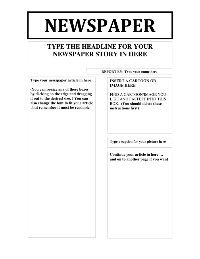 free newspaper template for word