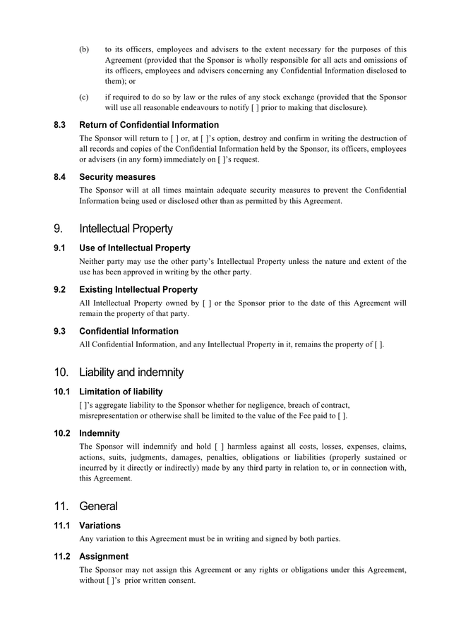 Fiscal Sponsorship Agreement Template