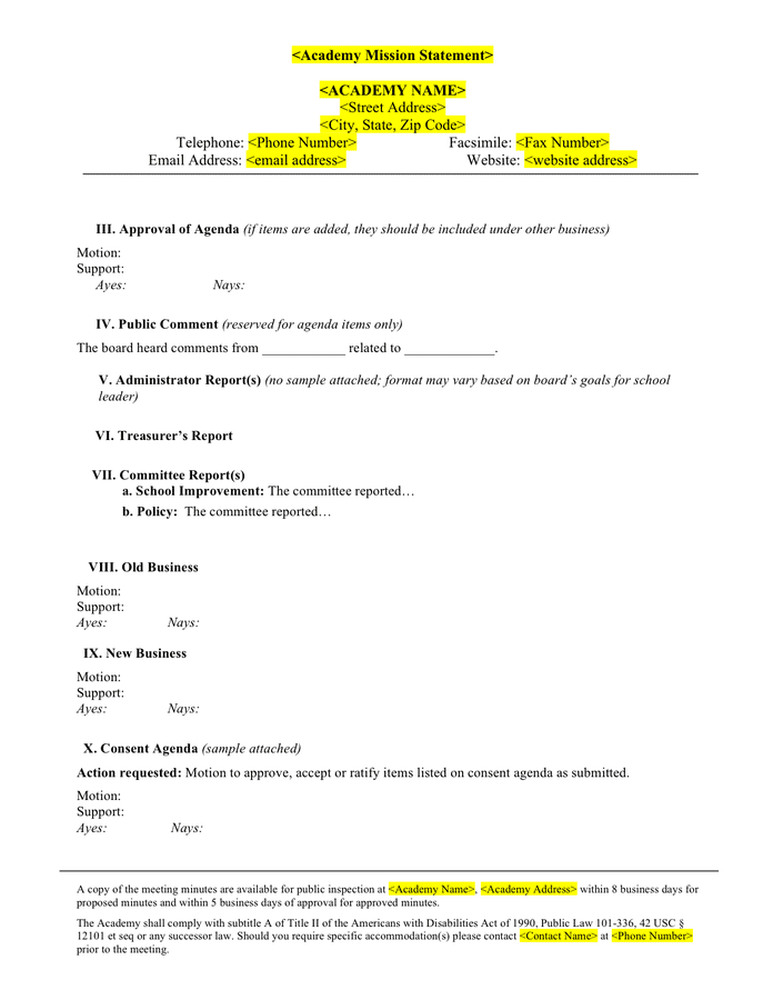 Board meeting minutes template in Word and Pdf formats page 2 of 4
