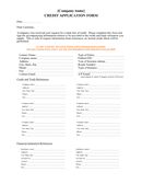 Credit application form sample page 1 preview