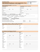 International Distributor Credit Application Form page 1 preview