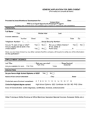 Generic application for employment page 1 preview