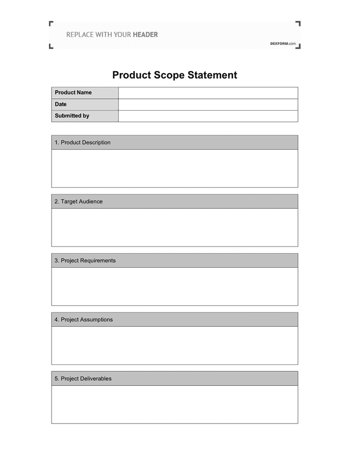 Project Scope Template download free documents for PDF Word and Excel