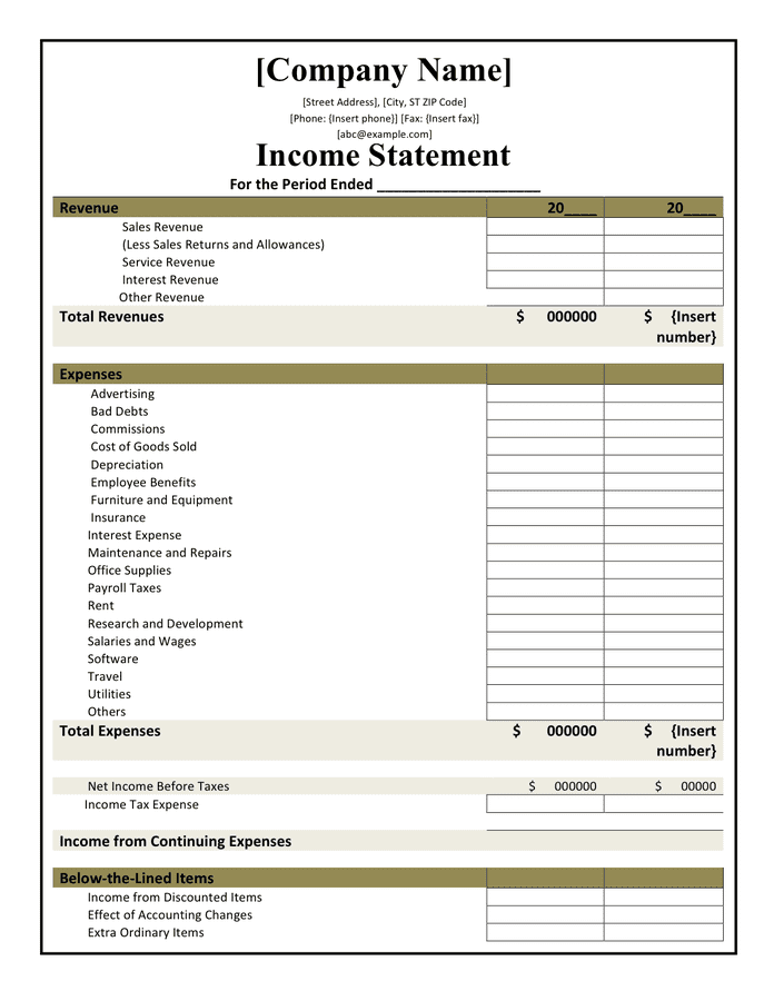 Financial Statement Template Download Free Documents For PDF Word 