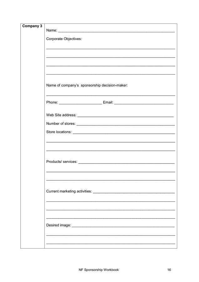 Sponsorship proposal template in Word and Pdf formats - page 16 of 17