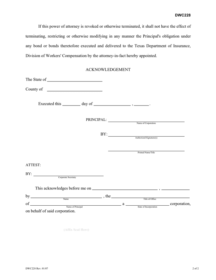 Power of attorney form (Texas) in Word and Pdf formats - page 2 of 2