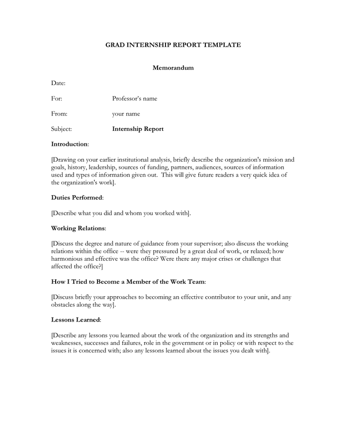 Grad Internship Report Template In Word And Pdf Formats