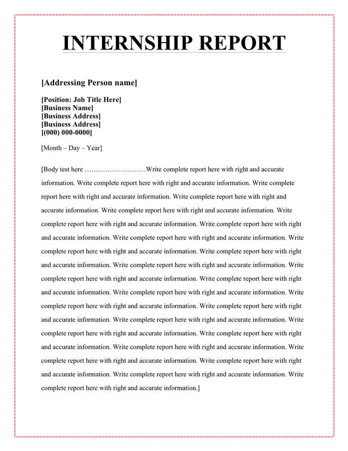 Internship report template in Word and Pdf formats