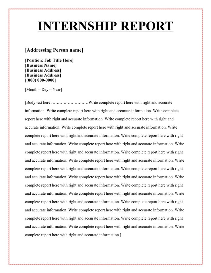 Internship Report Template   Internship Report Template 1 1 