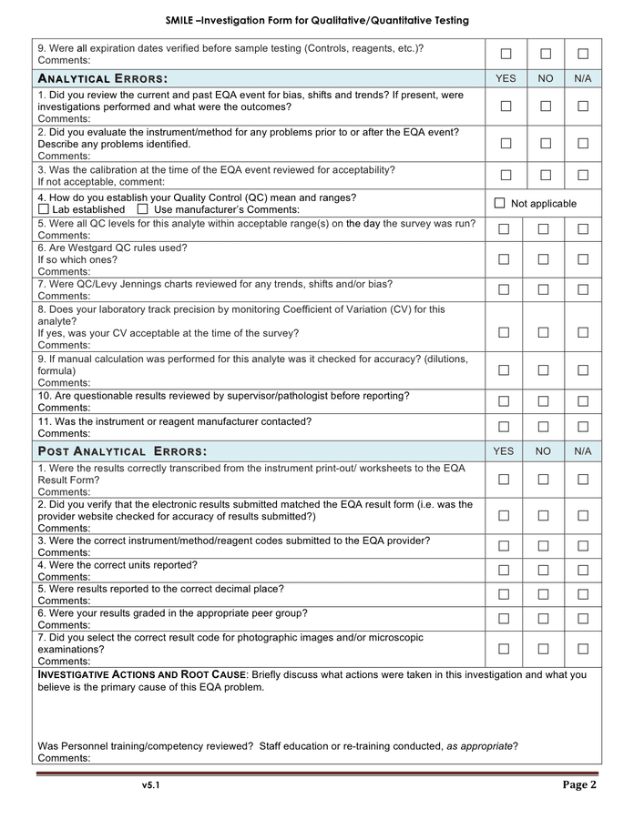 General investigation checklist / form in Word and Pdf formats page 2