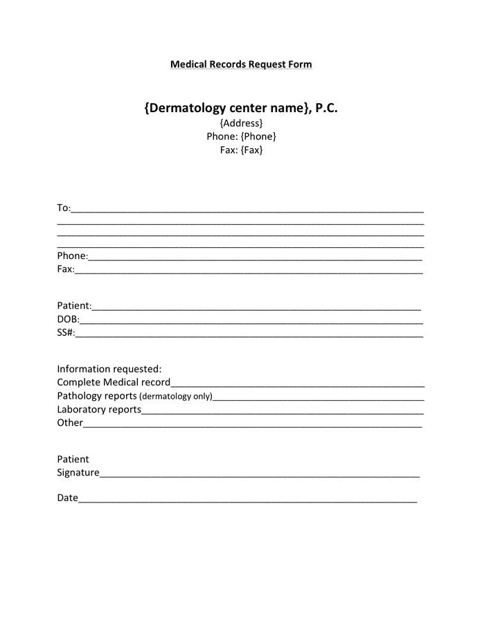Medical Records Request Form Template