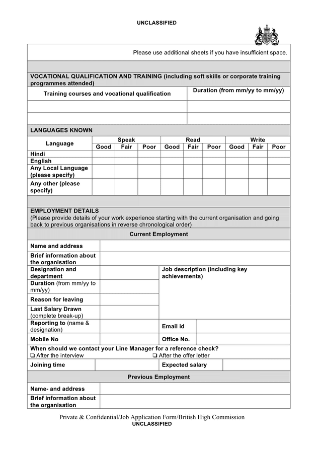 Job Application Form Gb In Word And Pdf Formats Page 3 Of 4