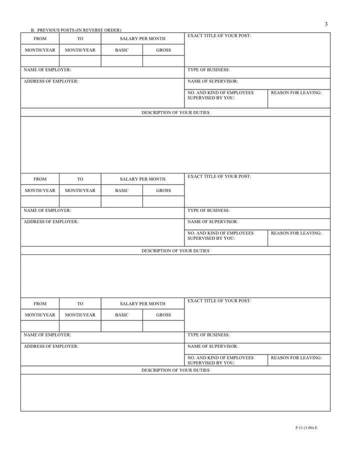 Church job application form in Word and Pdf formats - page 3 of 4